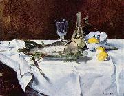 Edouard Manet Stilleben mit Lachs oil painting on canvas
